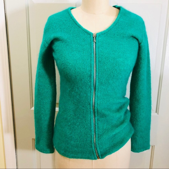 Gabriel Milano Kid Mohair Zip Sweater Size Small Green Color - Picture 3 of 13